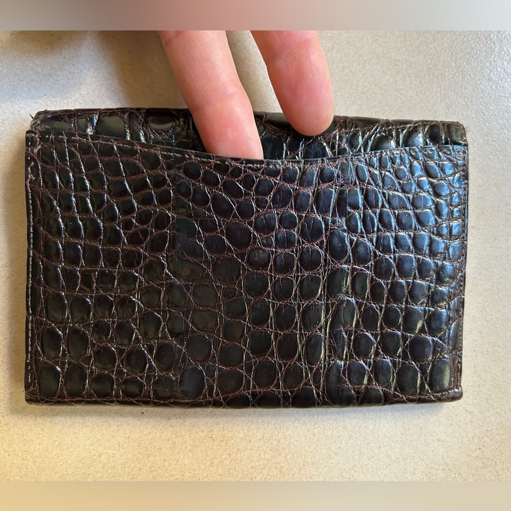 Genuine Brown Crocodile Leather Rectangular Walle… - image 3